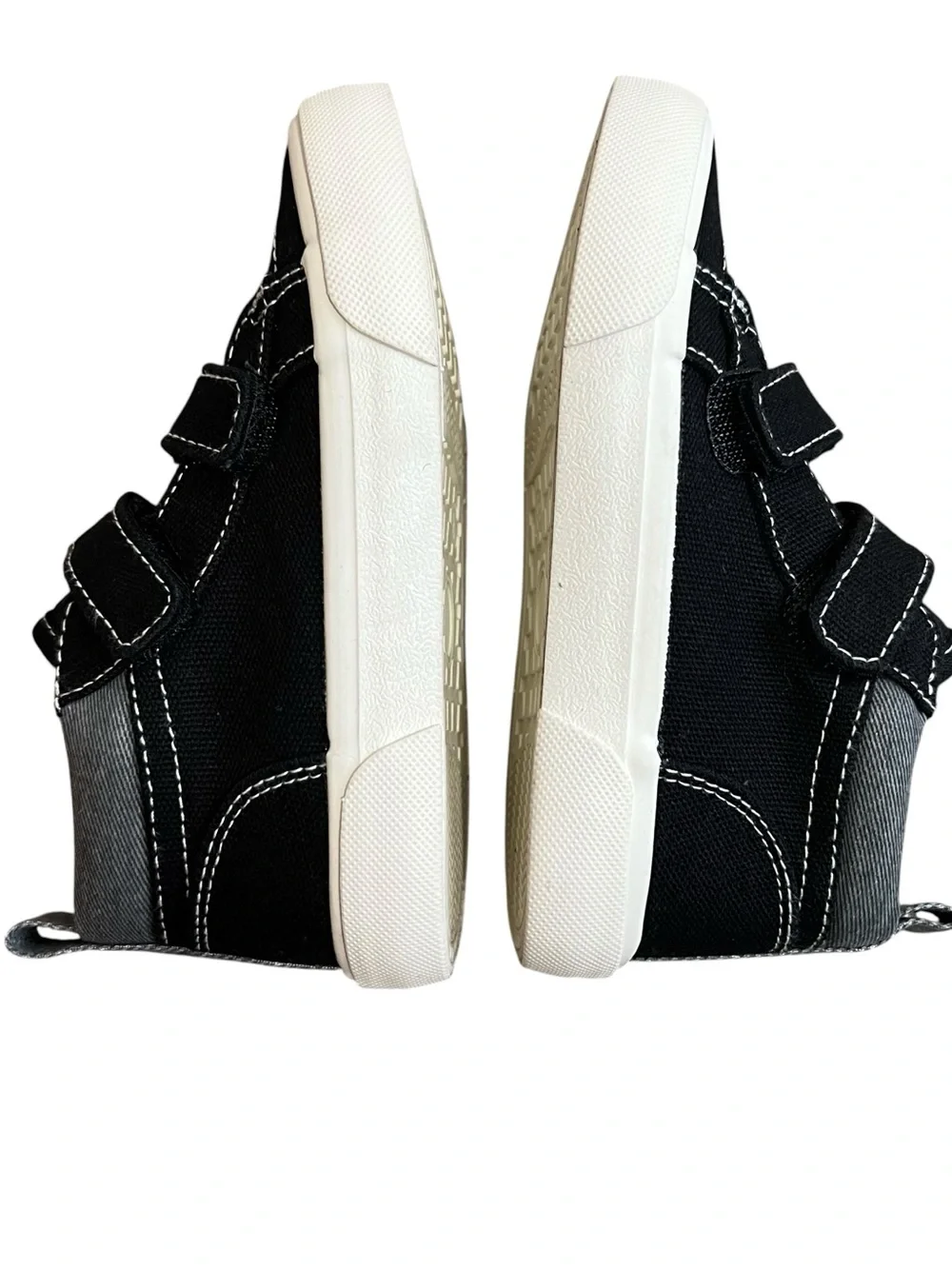 Old Navy Canvas Double Secure Strap High Top Skate Sneakers Black Toddler Size 8